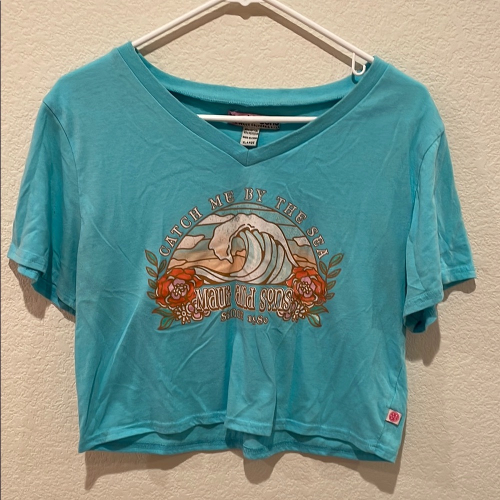V- Neck Maui and Sons Blue Crop Top for Kids